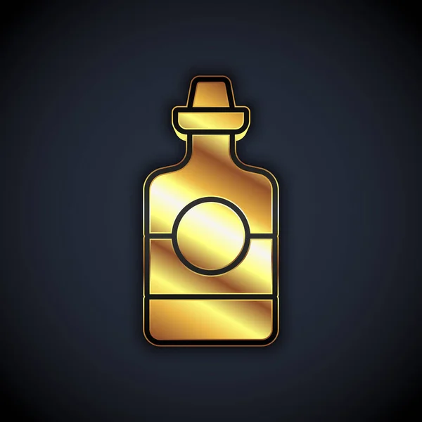 Gold Tequila Flaska Ikon Isolerad Svart Bakgrund Mexikansk Alkoholdryck Vektor — Stock vektor