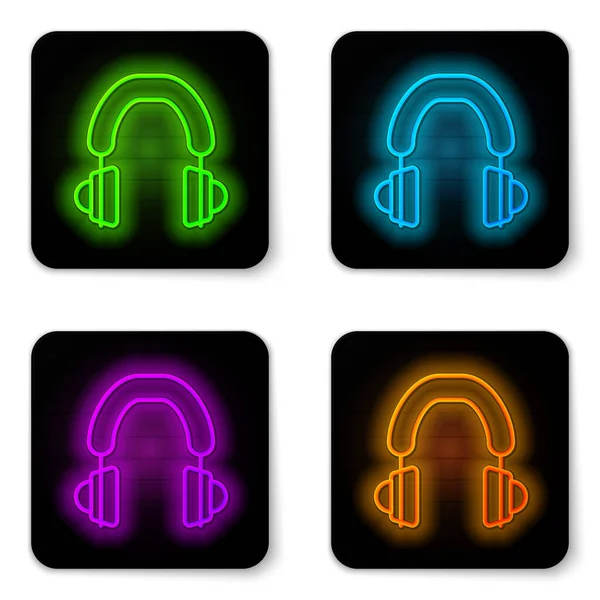 Glowing Neon Line Headphones Icon Isolated White Background Earphones Concept — Vetor de Stock