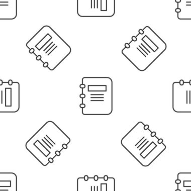 Gri çizgili Not Defteri simgesi beyaz arkaplanda izole edilmiş kusursuz desen. Spiral not defteri simgesi. Okul defteri. Yazı tahtası. Okul günlüğü. Vektör.