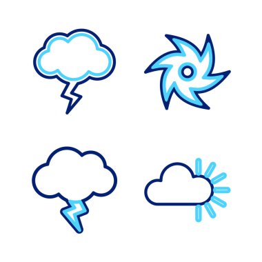 Hat Bulutlu Fırtına Kasırgası ve ikon. Vektör.