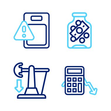 Ham petrol fiyatlarındaki harcamaların hesaplanmasını belirleyin. İçinde para ve küresel ekonomik kriz ikonu olan cam para kavanozu. Vektör.