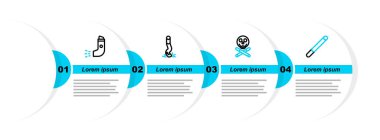 Set line Cigarette Bones and skull butt and Inhaler icon. Vector.