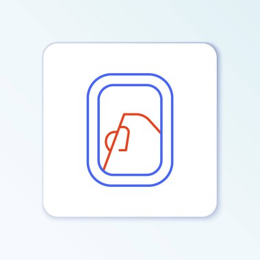 Line Airplane pencere simgesi beyaz arkaplanda izole edildi. Uçak lombozu. Renkli taslak konsepti. Vektör.