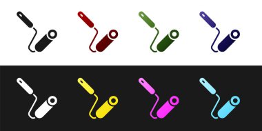 Boya fırçası simgesini siyah ve beyaz arkaplanda izole et. Vektör.