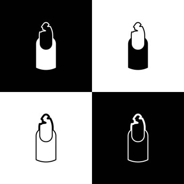 Kırık tırnak simgesini siyah beyaz arkaplanda izole et. Tırnağı çatlamış. Vektör.