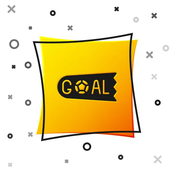 Black Goal Soccer Football Icon Isolated White Background Yellow Square — Stock Vector