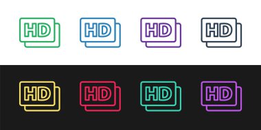 HD film, bant, çerçeve simgesini siyah beyaz arkaplanda ayır. Vektör.