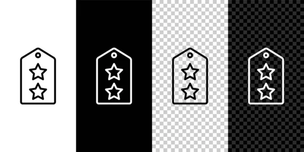 设置线条军阶图标孤立在黑白 透明的背景上 军徽标志 — 图库矢量图片