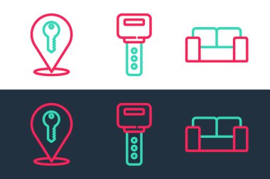 Satır Kanepe Konumu anahtarı ve Ev simgesini ayarla. Vektör.