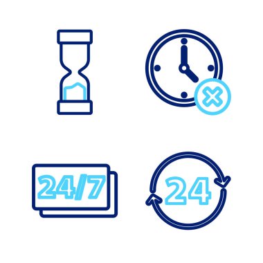 Saati 24 saat sil ve Eski Kum Saati simgesi oluştur. Vektör.