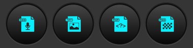 OGG dosya belgesi, TIFF, PHP ve PNG simgesini ayarla. Vektör.