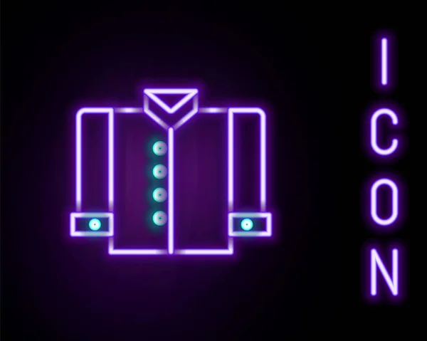 Icône Shirt Rayonnante Ligne Néon Isolé Sur Fond Noir Concept — Image vectorielle