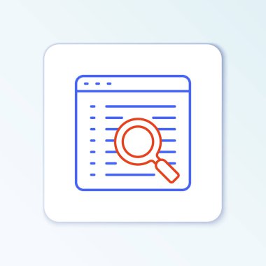 Çizgi Arama motoru simgesi beyaz arkaplanda izole edildi. Renkli taslak konsepti. Vektör.