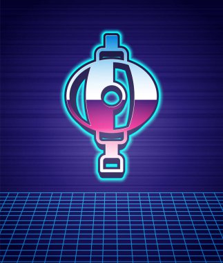 Kore tarzı kağıt fener ikonu fütüristik peyzaj arka planını izole etti. 80 'lerin moda partisi. Vektör.