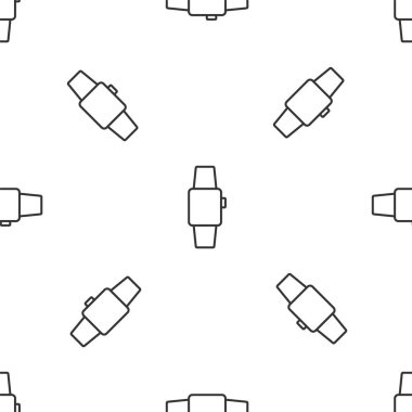 Gri çizgi Smartwatch simgesi beyaz arkaplandaki kusursuz deseni izole etti. Vektör.