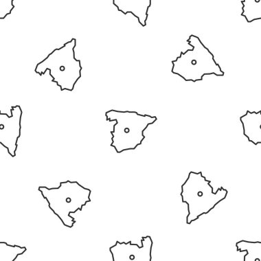 İspanya 'nın gri çizgi haritası beyaz arka planda izole edilmiş kusursuz desen. Vektör.