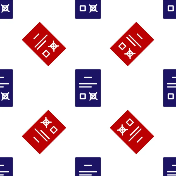 Ícone Documento Azul Vermelho Enquete Isolado Padrão Sem Costura Fundo —  Vetores de Stock