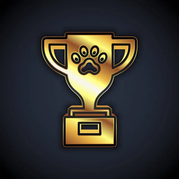 Золотий Знак Нагородження Домашніх Тварин Ізольовано Чорному Тлі Медаль Відбитками — стоковий вектор