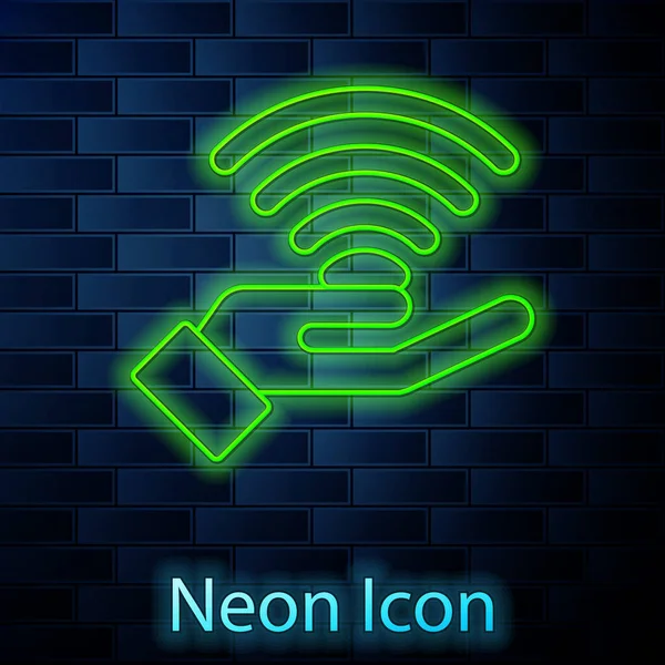 Parlayan Neon Hattı Yeni Kablosuz Internet Kablosuz Kablosuz Bağlantı Simgesi — Stok Vektör