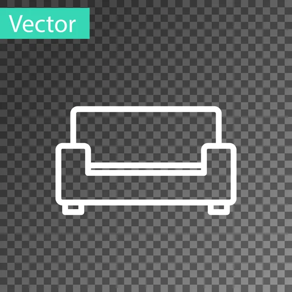 Linha Branca Ícone Sofá Isolado Fundo Transparente Vetor — Vetor de Stock