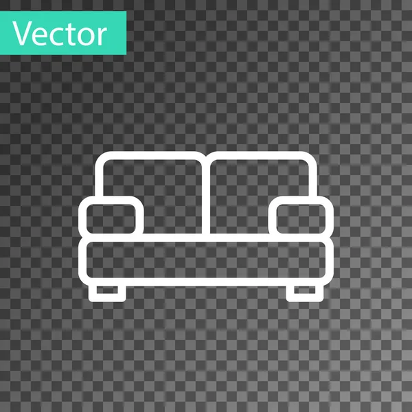 Línea Blanca Sofá Icono Aislado Sobre Fondo Transparente Vector — Vector de stock