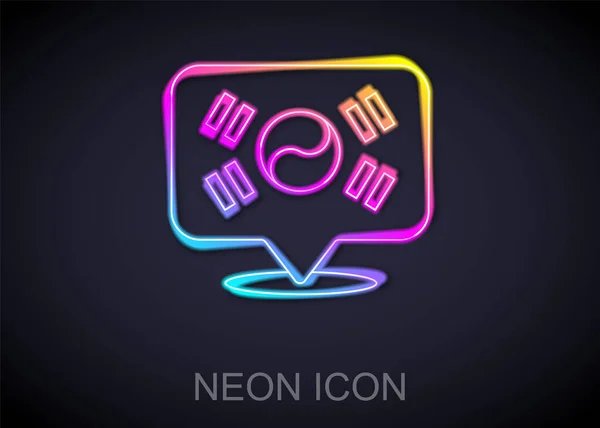 Glowing Neon Line Location South Korea Icon Isolated Black Background — 스톡 벡터