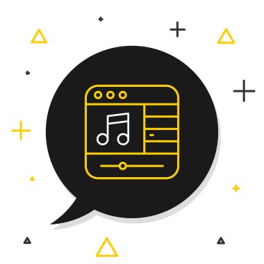 Satır müziği simgesi beyaz arkaplanda izole edildi. Taşınabilir müzik cihazı. Renkli taslak konsepti. Vektör.