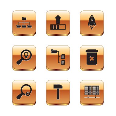 Dizin ağacı arama konumu Hammer ve Rocket gemisini ateş simgesi ile ayarla. Vektör.