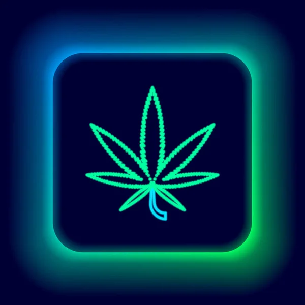 Świecąca Neonowa Linia Medyczna Marihuana Lub Ikona Liści Marihuany Odizolowana — Wektor stockowy
