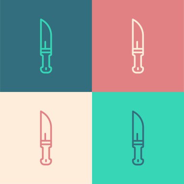 Popüler sanat çizgisi Hunter bıçak ikonu renk arkaplanda izole edildi. Ordu bıçağı. Vektör.