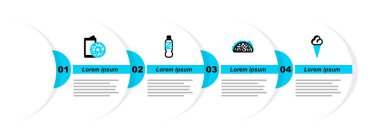 Dondurmayı gözleme külahında, tortilla şişesi, alüminyum kutu soda ve çörek ikonuyla hazırla. Vektör.