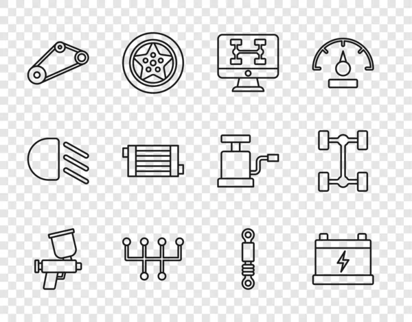 Установка Линии Распылитель Красок Автомобильный Аккумулятор Диагностика Состояния Автомобиля Переключатель — стоковый вектор