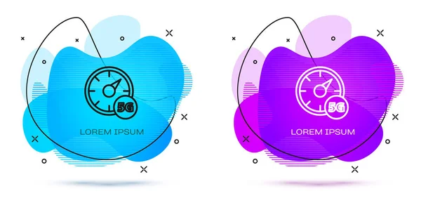 Line Digitale Snelheidsmeter Concept Met Pictogram Geïsoleerd Witte Achtergrond Wereldwijd — Stockvector