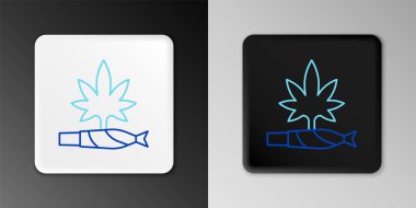 Çizgi marihuana mekanı, gri arka planda izole edilmiş ot ikonu. Uyuşturuculu sigara, esrar sarılmış sigara. Renkli taslak konsepti. Vektör.