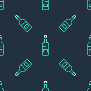 Şarap ikonu çizgisi siyah arka planda izole edilmiş. Vektör.