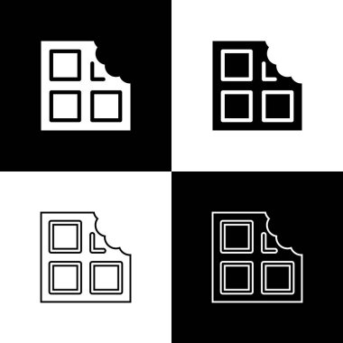 Çikolata çubuğu simgesini siyah beyaz arkaplanda izole et. Vektör.