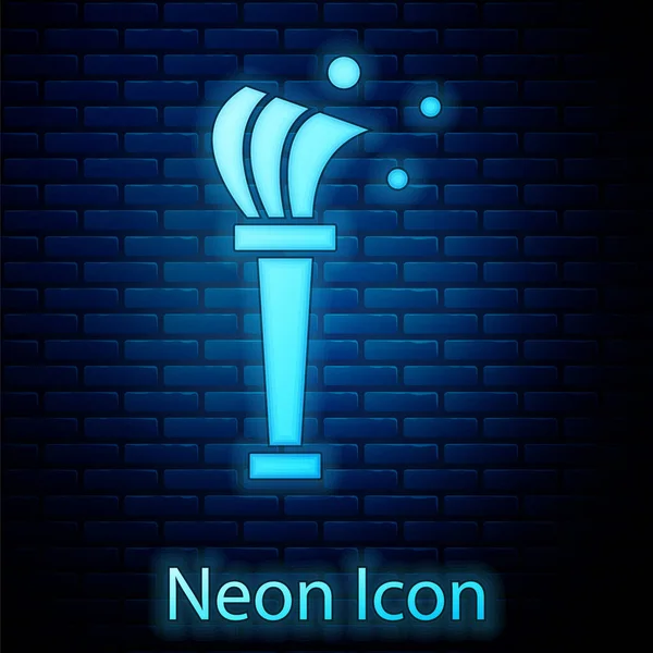 Icona Luminosa Neon Aspergillum Isolata Sfondo Muro Mattoni Vettore — Vettoriale Stock