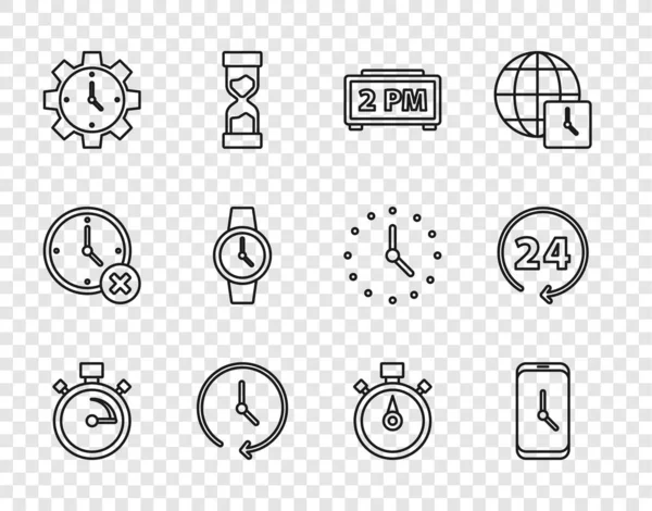 Establecer Línea Cronómetro Aplicación Reloj Despertador Móvil Alarma Digital Reloj — Archivo Imágenes Vectoriales