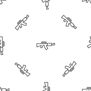 Gri çizgi M16A1 tüfek ikonu beyaz arka planda izole edilmiş kusursuz desen. Amerikan Ordusu M16 tüfeği. Vektör.