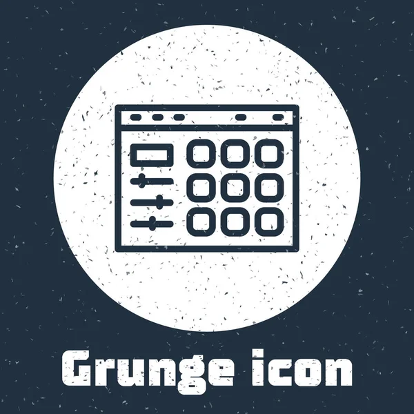 Grunge Line Drum Machine Ikone Isoliert Auf Grauem Hintergrund Musikinstrumente — Stockvektor