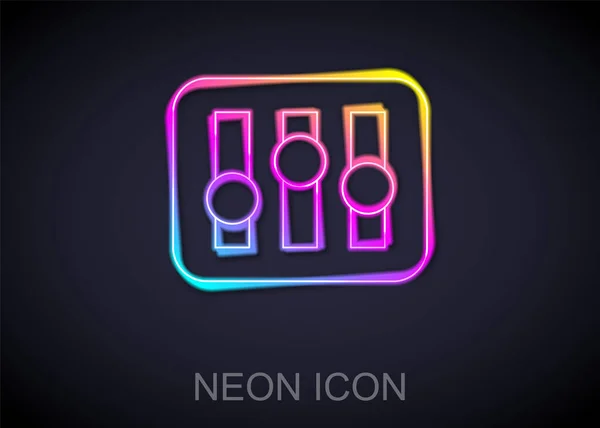 Leuchtendes Neon Line Sound Mixer Controller Symbol Isoliert Auf Schwarzem — Stockvektor