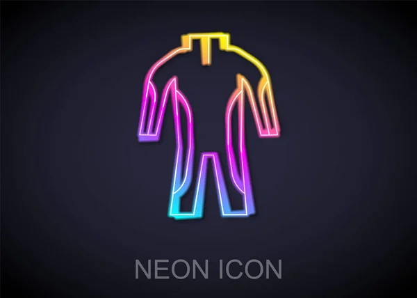 Glödande Neon Line Våtdräkt För Dykning Ikon Isolerad Svart Bakgrund — Stock vektor