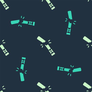 Yeşil ve bej renkli kırık beyzbol sopası ikonu mavi arka planda izole edilmiş kusursuz desen. Vektör.