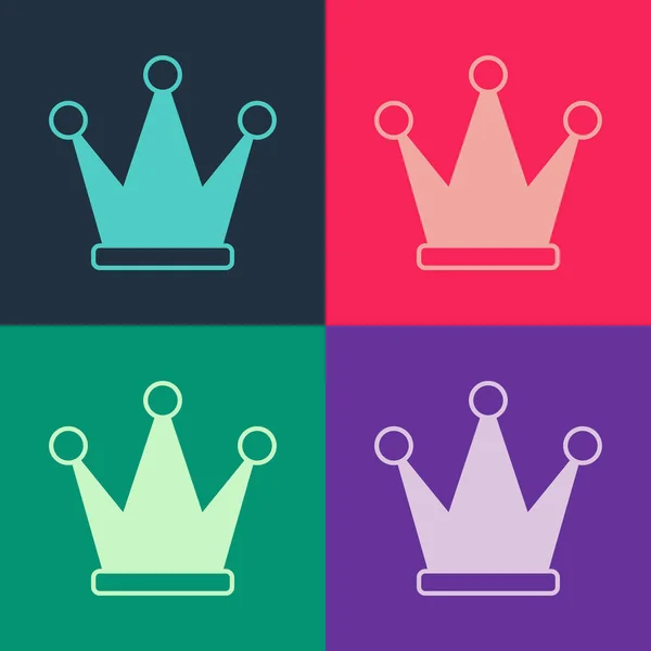 Pop Art Crown Icon Isolated Color Background Vector — Stock Vector
