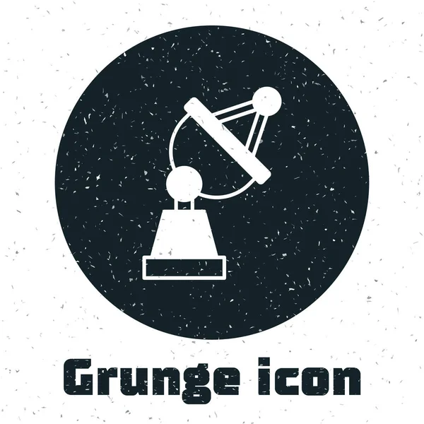 Grunge Műholdas Étel Ikon Elszigetelt Fehér Alapon Rádióantenna Csillagászat Űrkutatás — Stock Vector