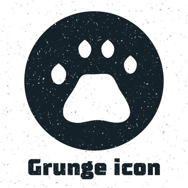 Grunge Bear Ícone Pegada Pata Isolada Fundo Branco Desenho Vintage — Vetor de Stock