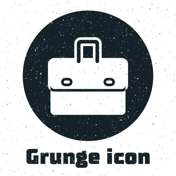 Grunge Briefcase Icoon Geïsoleerd Witte Achtergrond Zakelijk Dossier Zakelijke Portefeuille — Stockvector