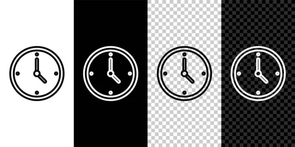 Set Line Clock Icon Isolated Black White Background Time Symbol — Stock Vector