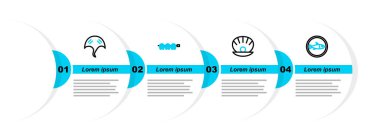 İnci ızgara biftek ve Stingray ikonu ile servis edilen bir tabakta servis edilmiş balık. Vektör.