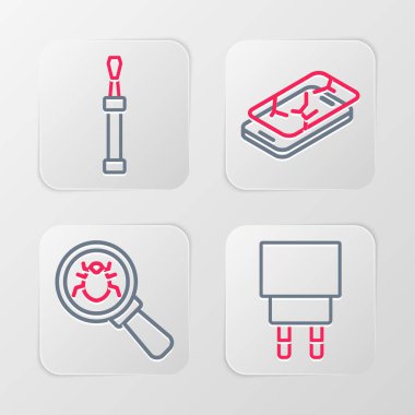 Hat Charger System hata Mobil 'i bozuk ekran ve tornavida simgesi ile ayarla. Vektör.